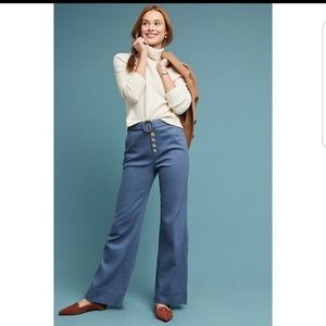 Anthropologie Cassidy beltedwide leg pants size 10